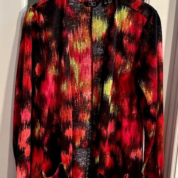 NWT G BY GIULIANA POINTELLE KNIT DUSTER LONG TOPPER BLACK FLORAL PXXS - Picture 5 of 9